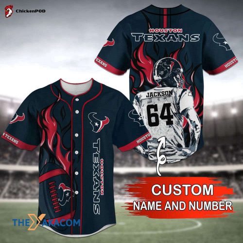 Personalized Unique Gifts
 Houston Texans NFL Personalized Custom Name Baseball Jersey Shirt