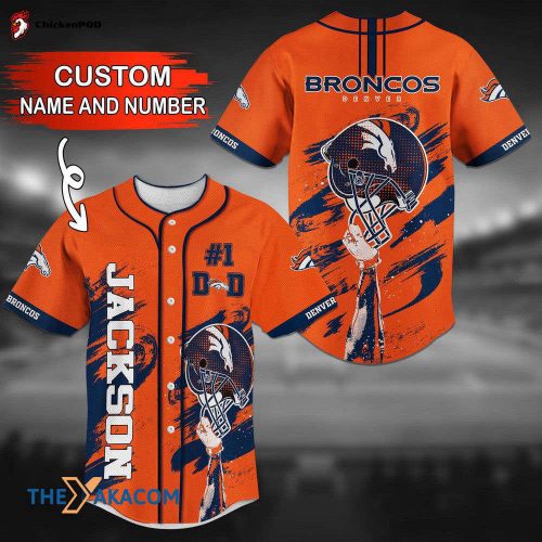 PersonalizedBest Gift Ideas  Denver Broncos NFL Custom Name Number Baseball Jersey Shirt