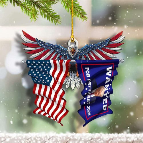 Trump Mugshot Ornament American Eagle President 2024 Christmas Tree Ornaments