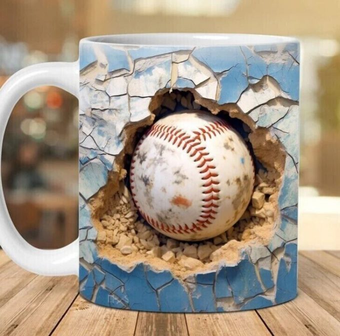 3D Print Vintage Baseball Mug Wrap, 3D Baseball Crack Hole 11Oz