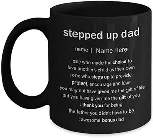 Stepped Up Dad Funny Definition Warm Gift For Dad Black mug