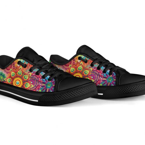 Abstract Bright Floral – Low Top Canvas Shoes