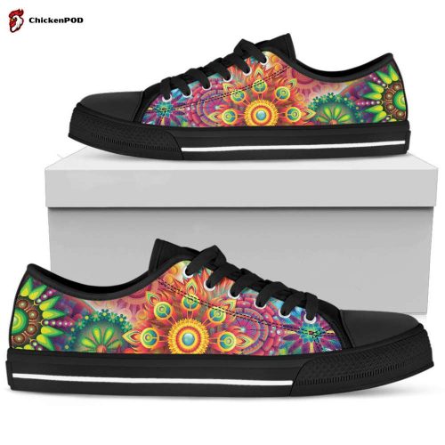 Abstract Bright Floral – Low Top Canvas Shoes