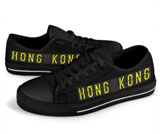 Airport Destinations Hong Kong (Black) – Low Top Canvas Shoes