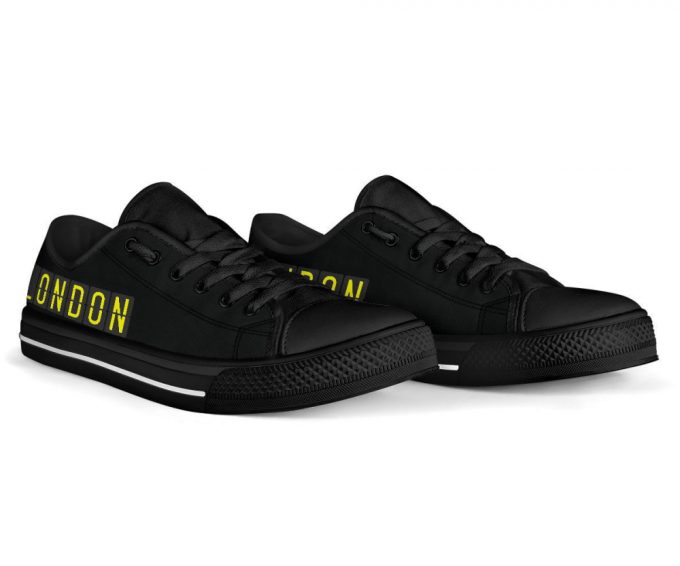 Airport Destinations London (Black) – Low Top Canvas Shoes