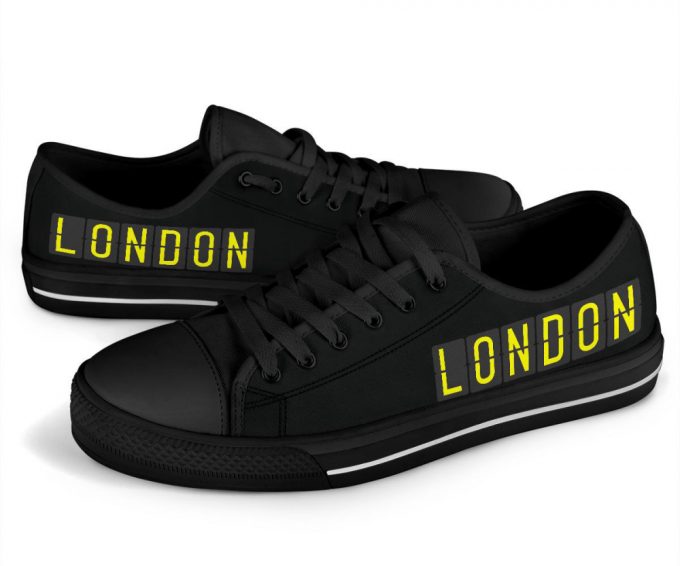 Airport Destinations London (Black) – Low Top Canvas Shoes