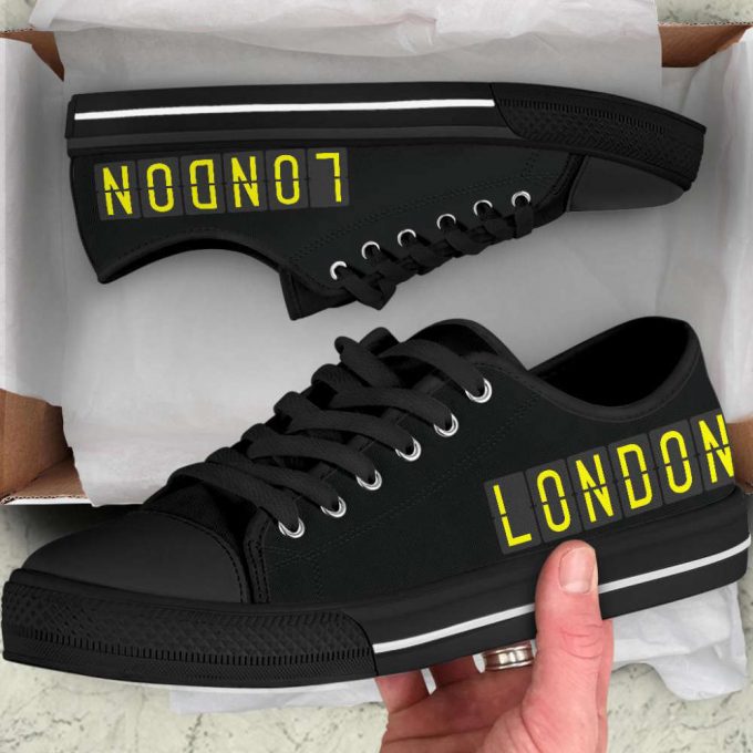 Airport Destinations London (Black) – Low Top Canvas Shoes