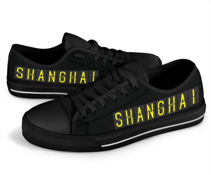 Airport Destinations Shanghai – Low Top Canvas Shoes For Men Women