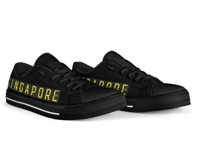 Airport Destinations Singapore (Black) – Low Top Canvas Shoes