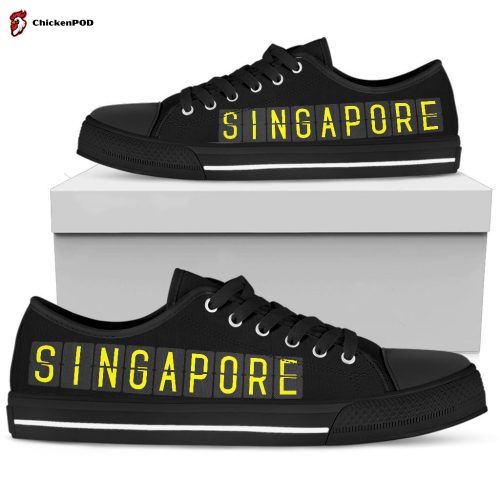 Airport Destinations SINGAPORE (Black) – Low Top Canvas Shoes