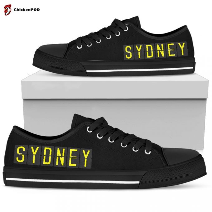 Airport Destinations Sydney (Black) – Low Top Canvas Shoes