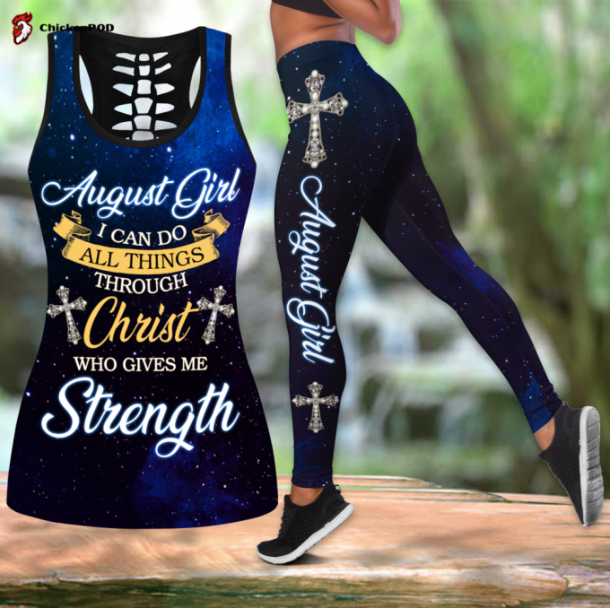 August Girl I Can Do All Things Through Christ Who Give Me Strength Combo Tank Top + Leggingleggings