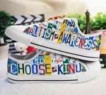 Autism Awareness Choose Kind Low Top Shoes Gift for Men Women White