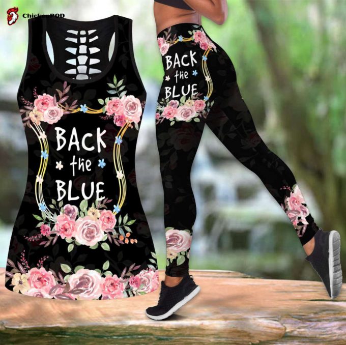 Back The Bue Combo Tank Top + Legging