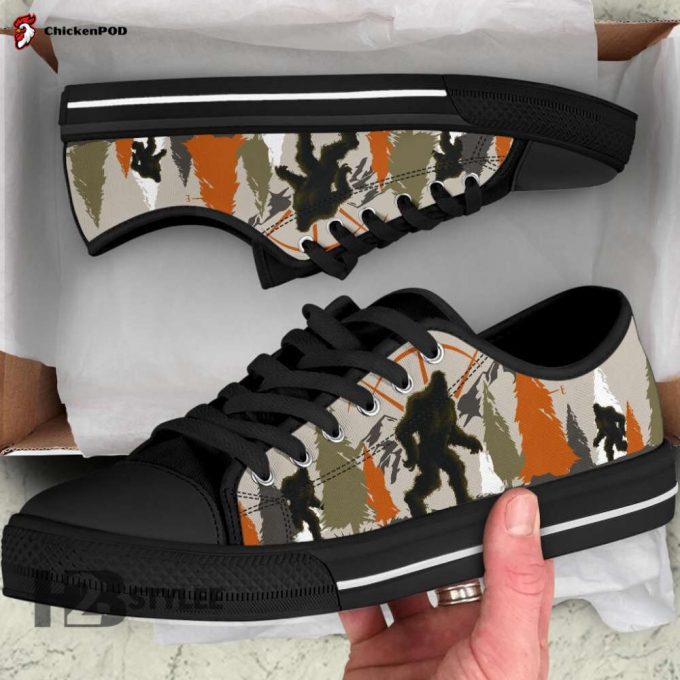 Bigfoot In The Forest Camping Low Top Canvas Shoes For Men Women