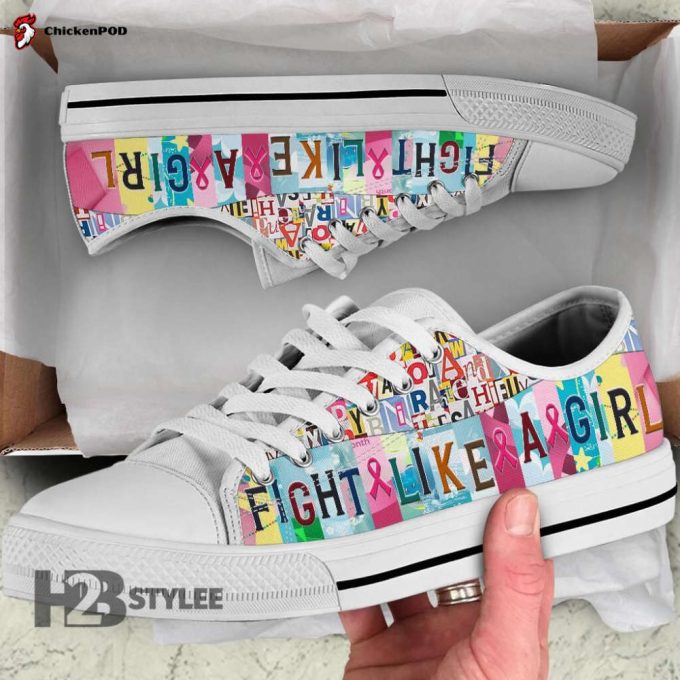 Breast Cancer Awareness Fight Like A Girl Low Top Canvas Shoes For Men Women