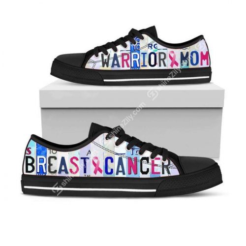 Breast cancer warrior mom low top shoes