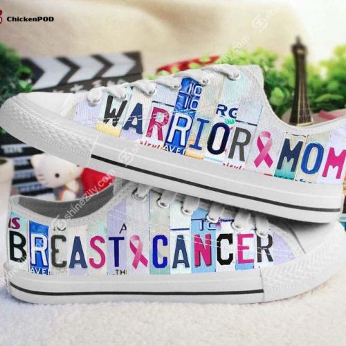 Breast cancer warrior mom low top shoes