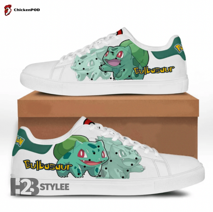 Bulbasaur Grass Poison Pikachu Pokemon Anime Manga Low Top Canvas Shoes For Men Women