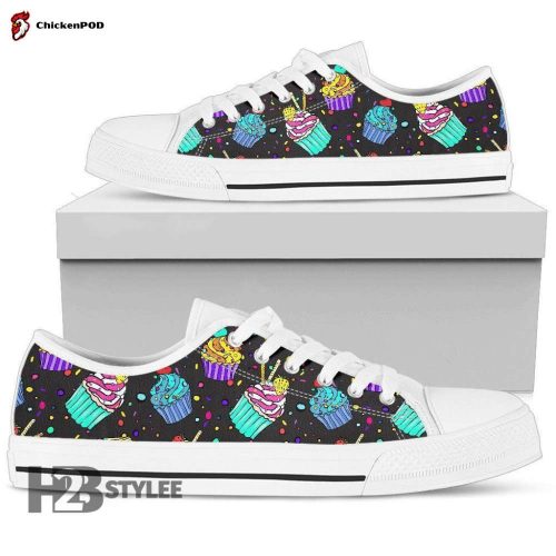 Colorful Cupcake Pattern Low Top Canvas Shoes For Men Women