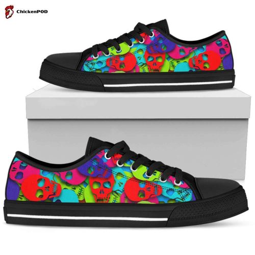 Colorful skull pattern low top shoer