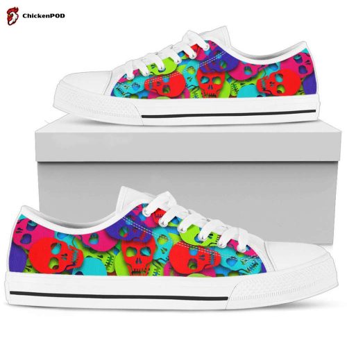 Colorful skull pattern low top shoes