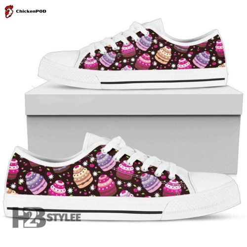 Cupcake Print Low Top Canvas Shoes For Men Women