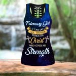 February Girl I Can Do All Things Through Christ Who Give Me Strength Combo Tank Top + LeggingLeggingsS