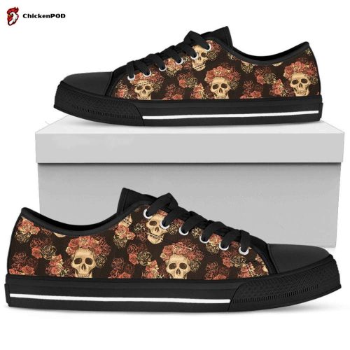 Gothic Skull & Roses Shoes – Low Top