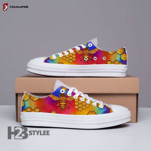 Hippie Bee And Peace Low Top Canvas Shoes For Men Women