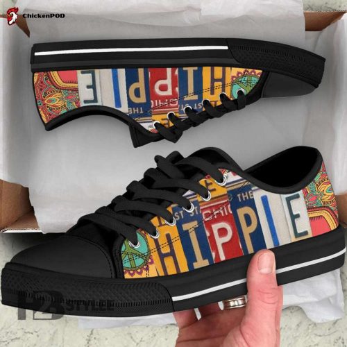 Hippie Matching License Plate Custom Shoes Sneakers Low Top Canvas Shoes For Men Women