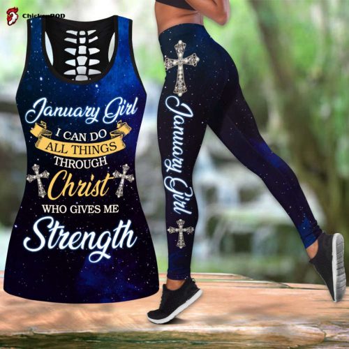 JanuaryCan Do All Things Through Christ Who Give Me Strength Combo Tank Top + LeggingLeggingsS