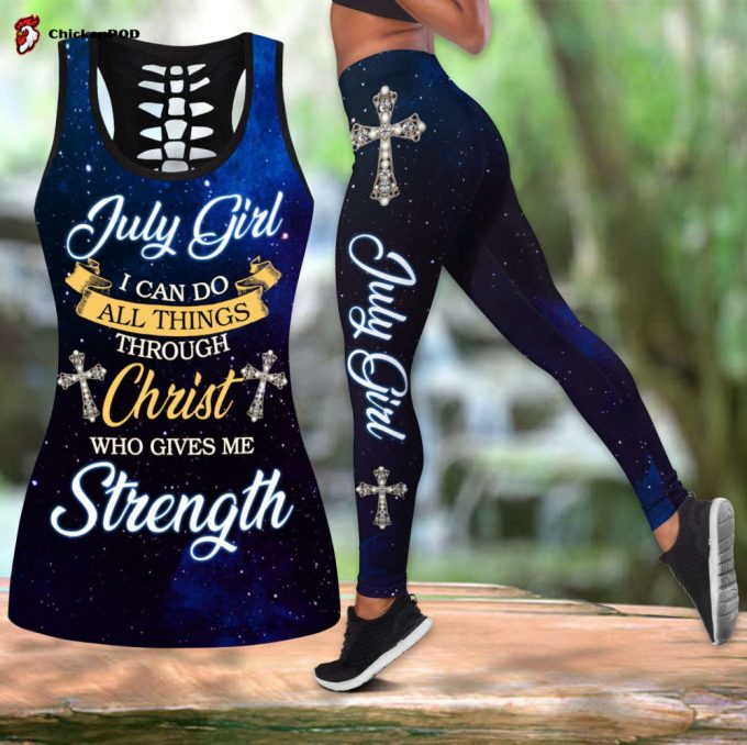 July Girl I Can Do All Things Through Christ Who Give Me Strength Combo Tank Top + Leggingleggingss