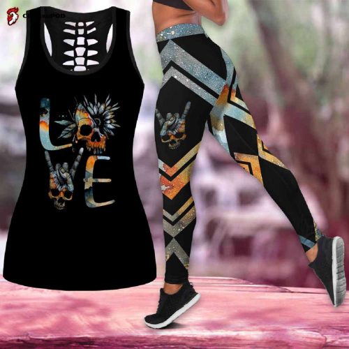 Love Skull Tattoo  Combo Tank top Legging Outfit for women