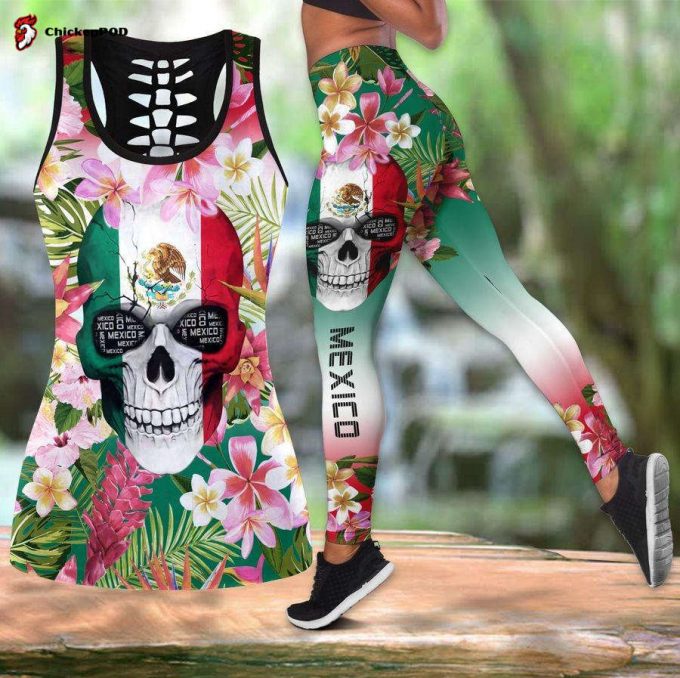 Mexican Girl Flower Skull Combo Tank Top + Legging