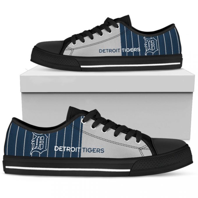 Mlb Detroit Tigers Simple Design Vertical Stripes Low Top Shoes