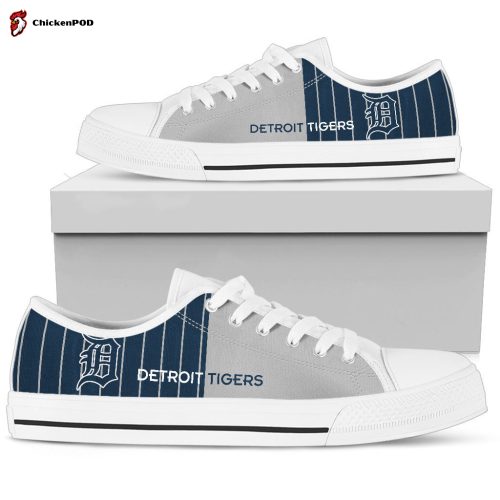 MLB Detroit Tigers Simple Design Vertical Stripes Low Top Shoes