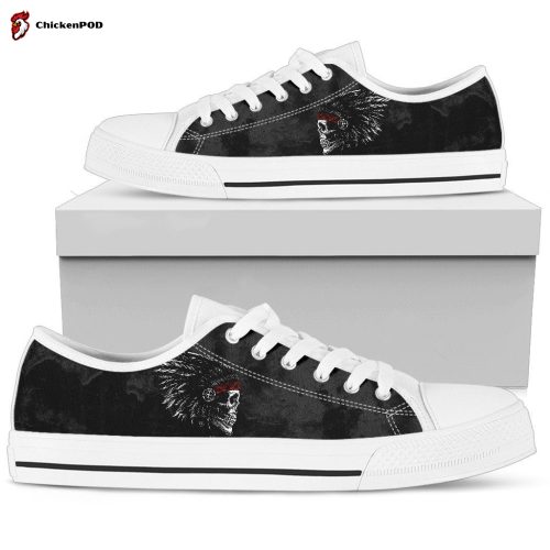 Native american skull low top shoes