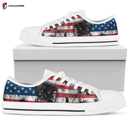 Native american skull pattern low top shoes