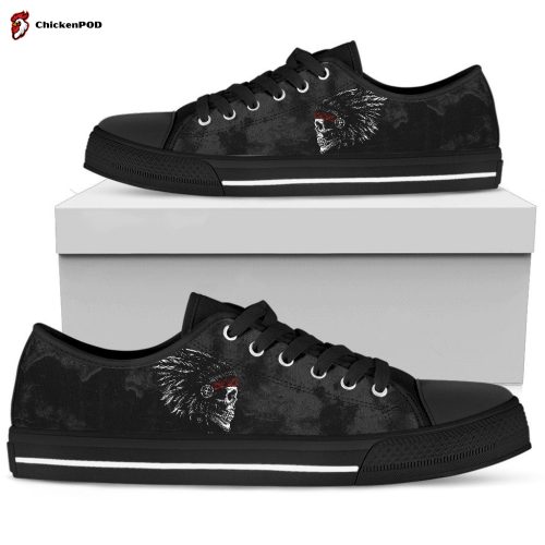 Native american skull pattern low top shoes