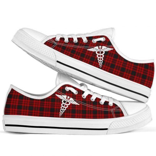 Nurse Christmas Plaid Pattern Low Top Shoes Gift for Men Women