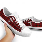 Nurse Christmas Plaid Pattern Low Top Shoes Gift for Men Women