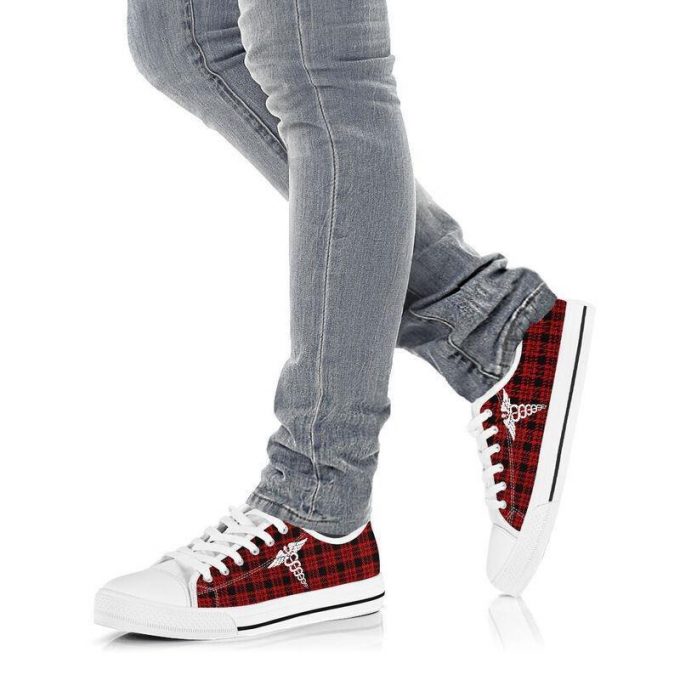 Nurse Christmas Plaid Pattern Low Top Shoes Gift For Men Women