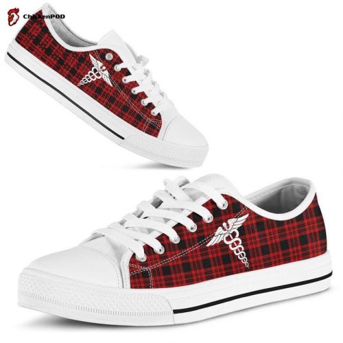 Nurse Christmas Plaid Pattern Low Top Shoes Gift for Men Women