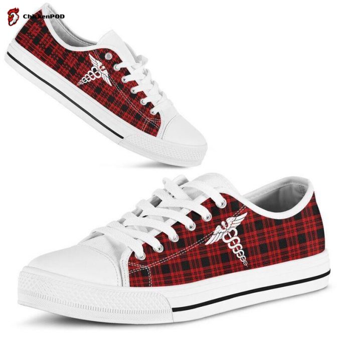 Nurse Christmas Plaid Pattern Low Top Shoes Gift For Men Women