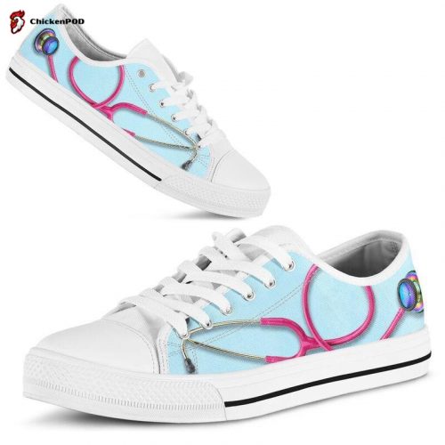 Nurse Pink Stethoscope Low Top Shoes Gift for Men Women