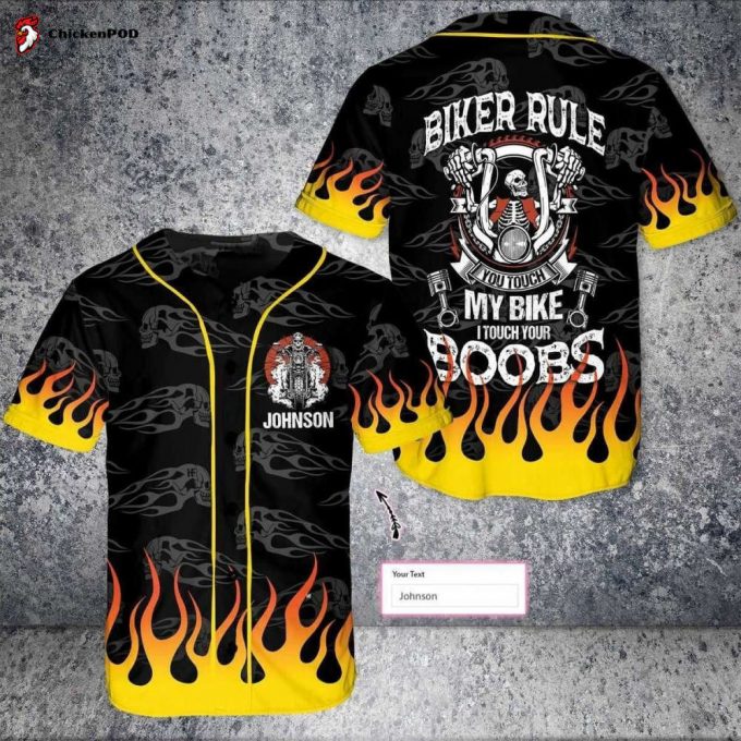 Personalized Custom Name Biker Rule Skull Baseball Tee Jersey Shirt Printed 3D