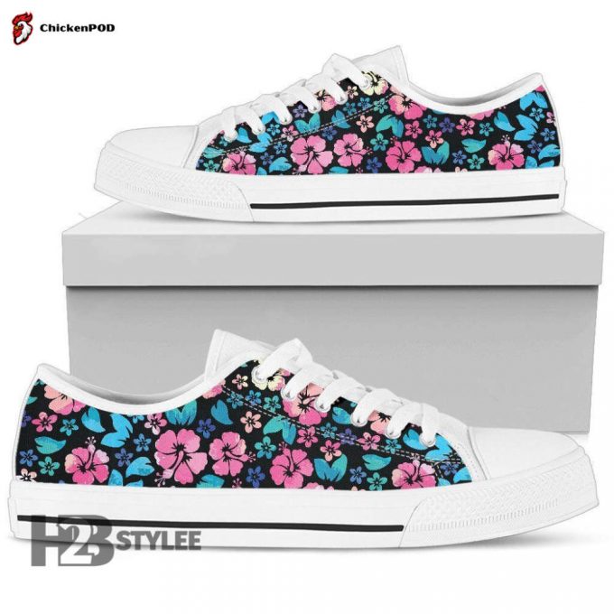 Pink Hibiscus Hawaiian Flower Low Top Canvas Shoes For Men Women