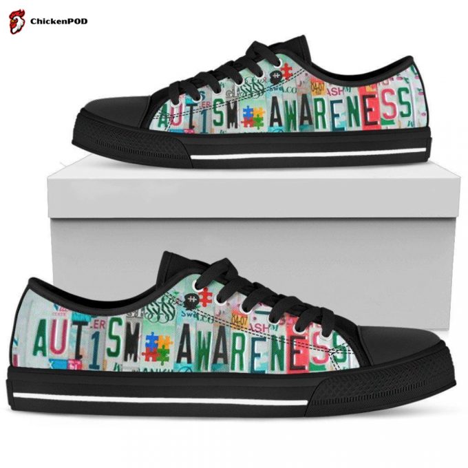 Please Be Autism Aware Low Top Black Shoes