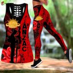 Premium Anzac Day New Zealand And Australia Culture Poppy Combo Tank Top + Legging